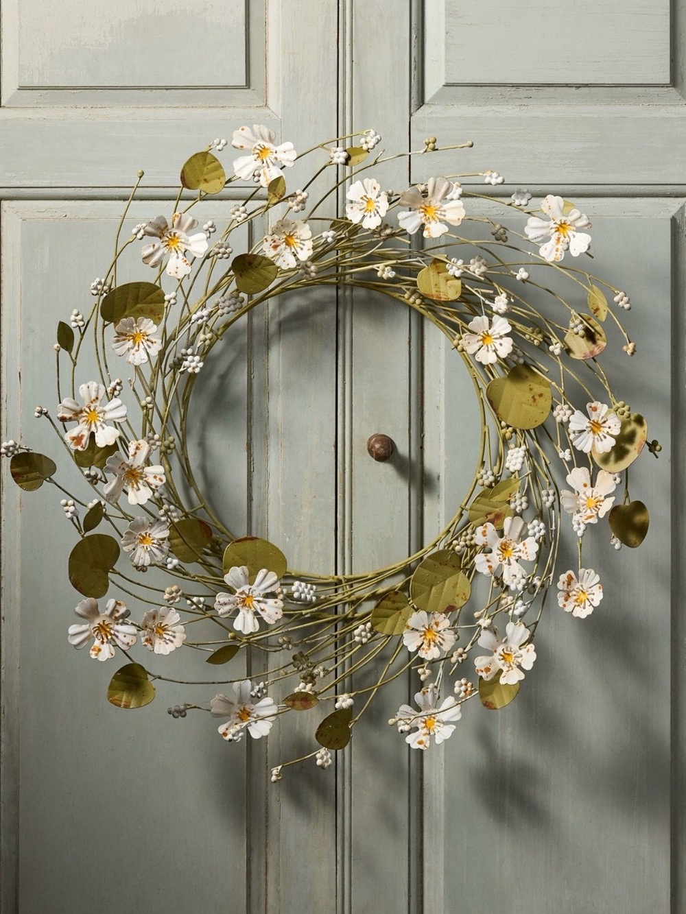 Anthropologie terrain White Flower + Eucalyptus Iron Wreath